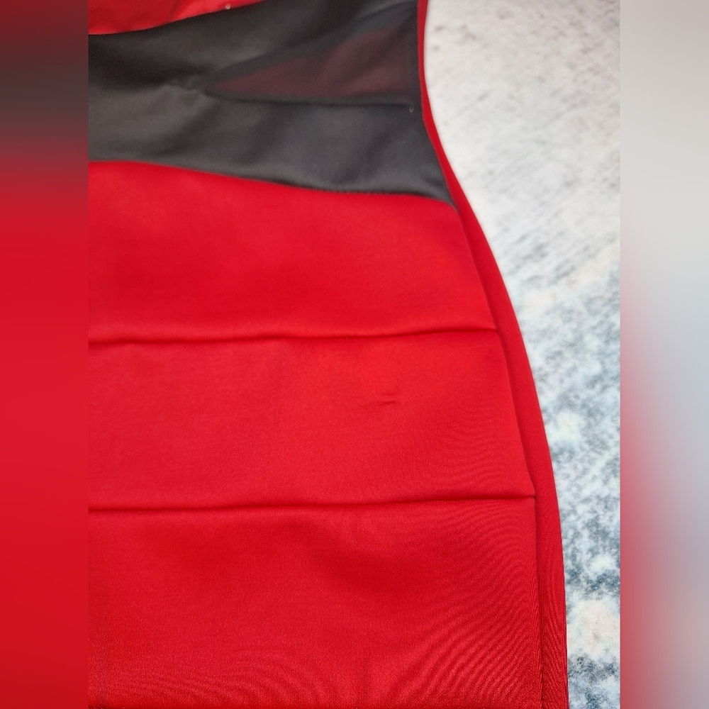 Charlotte Russe Y2K Vintage Red & Black Mesh Cut Out Cocktail Bodycon Mini Dress - Picture 6 of 9